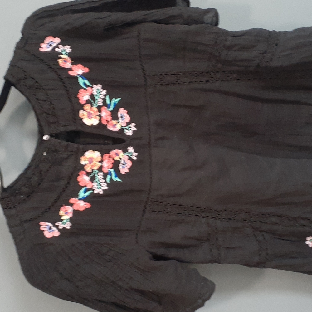 Free people black tunic embroidery floral Boho Festival   top size xs - Picture 4 of 16